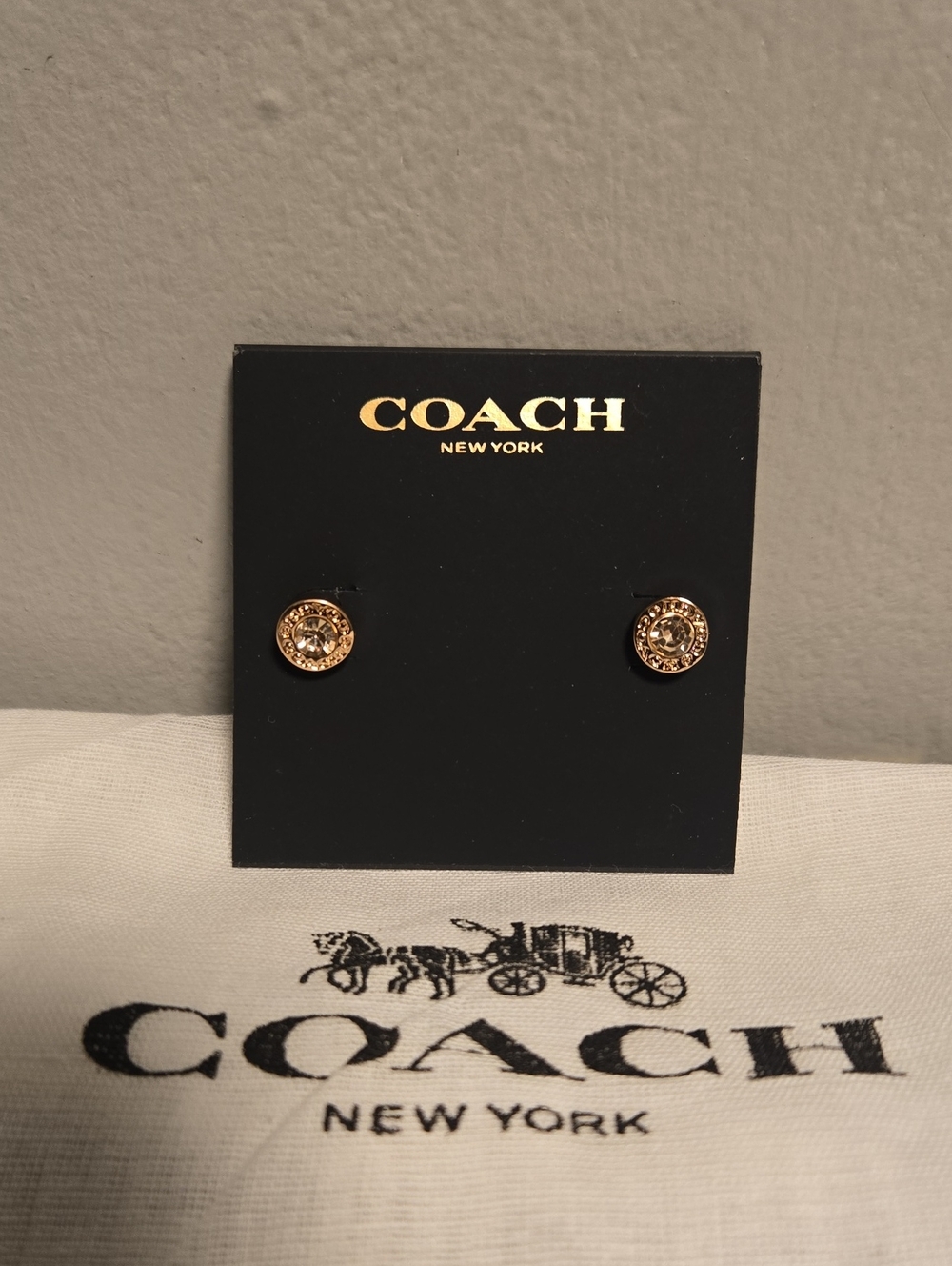 Coach Gold Logo Disc Stud Earrings - Coach